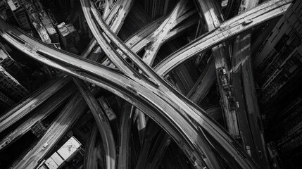 Poster - Aerial View of a Complex Highway Interchange