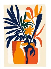 Poster - Vibrant Abstract Floral Arrangement with Bright Colors and Shapes