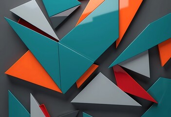 Poster - Abstract Geometry, A Dynamic Composition of Colorful 3D Triangles