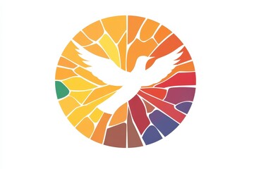 Poster - Vibrant Mosaic Design Featuring a Stylized Bird in Flight