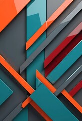 Poster - Dynamic Interplay, Abstract Composition of Rectangular Prisms in Vivid Colors