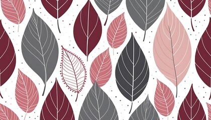 Aufkleber - Elegant Leaf Pattern in Muted Tones on White Background Design