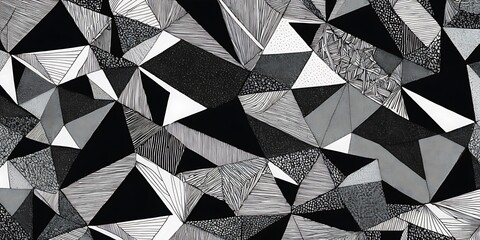 Poster - Monochrome Geometric Abstraction with Textural Contrast and Dynamic Angles