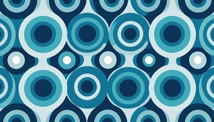 Poster - Retro Abstract Geometric Pattern in Varied Shades of Blue and White