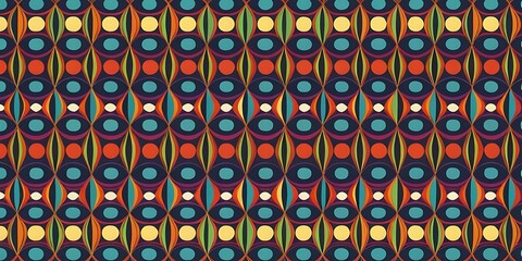 Poster - Retro Geometric Pattern with Vibrant Colors and Elliptical Shapes Design