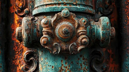 Poster - Weathered Metal Pipe Detail with Rustic Patina and Texture