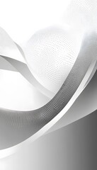 Poster - Abstract gray and white waves with subtle halftone pattern
