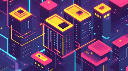 Digital Cityscape, Network, Data,  Technology, Abstract, Background