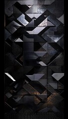 Poster - dark geometric abstract with textured surfaces and metallic reflections