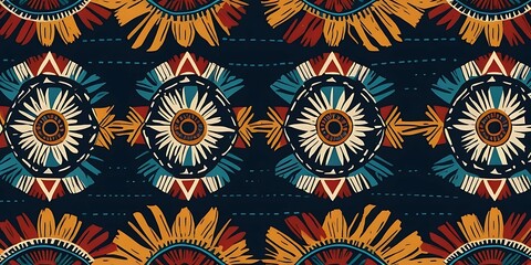 Poster - Abstract floral and geometric pattern with warm earthy color palette