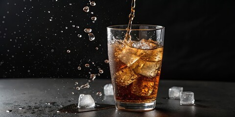 Aufkleber - A glass of soda with ice cubes in it