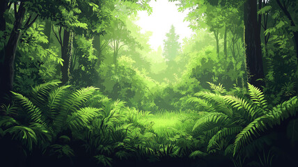 Wall Mural - Vibrant tropical forest panorama promoting green living and earth day environmental awareness