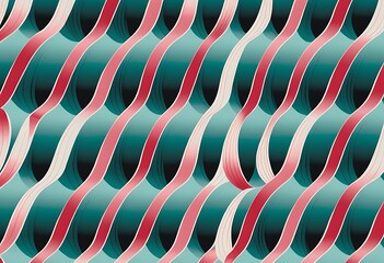 Poster - Abstract Curvilinear Pattern with Gradient Teal and Red Tones