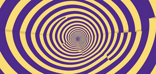 Poster - Abstract Hypnotic Tunnel of Golden and Purple Concentric Rings