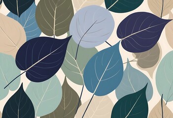 Aufkleber - Stylish Botanical Pattern, Abstract Leaf Design with Muted Color Palette