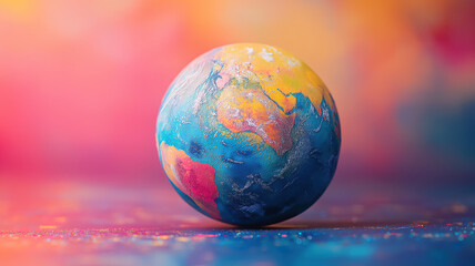 Poster - Colorful globe at the heart of eco friendly practices celebrating world environment and earth day values