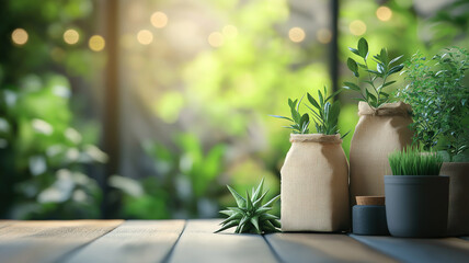 Wall Mural - sustainable products highlighted for earth day promoting green living and environmental care