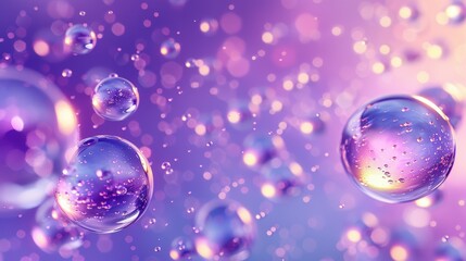 Poster - A dreamy background of floating bubbles in shades of purple, creating a whimsical and magical atmosphere.