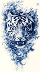  blue tiger head tattoo design