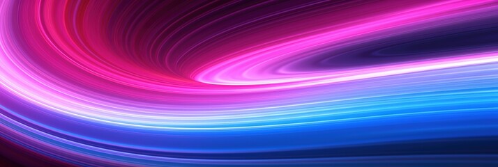 Poster - A vibrant abstract design featuring flowing waves of pink and blue light against a dark background.