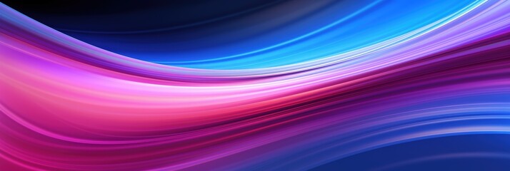 Poster - A vibrant abstract design featuring flowing waves of blue and pink hues on a dark background.