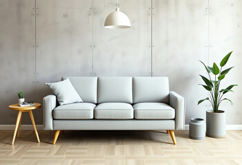 Wall Mural - Modern Industrial Living Room with Light Gray Sofa