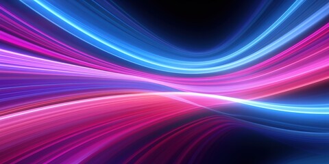 Poster - A vibrant abstract image featuring flowing lines of pink and blue on a dark background, evoking a sense of motion and energy.