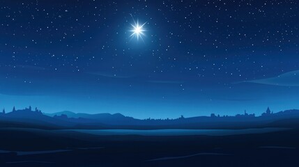 Aufkleber - A serene night sky filled with stars over a tranquil landscape.