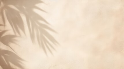 Poster - This image features soft, muted tones with the shadow of palm leaves cast on a light background, creating a tranquil and warm atmosphere.