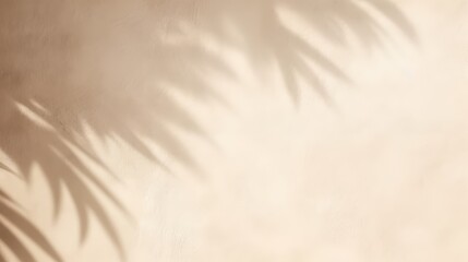 Poster - A serene background featuring soft shadows of palm leaves against a light, neutral backdrop, evoking a tranquil, tropical atmosphere.