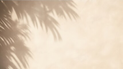 Poster - A soft, shadowy silhouette of palm leaves against a light background, creating a tranquil and serene atmosphere.