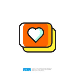 Poster - Colorful Heart Icon Symbol Representing Love and Affection with Playful Design on Bright Background