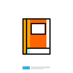 Poster - Illustration of an Orange Book Icon with a Simple Graphic Design Against a Clean Background