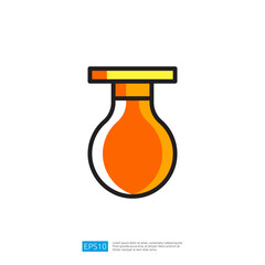 Poster - Colorful Icon of Orange Science Flask with Yellow Top Representing Research Laboratory and Creative Experimentation