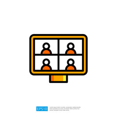 Poster - Icon of a Virtual Meeting Screen Displaying Four Participants Engaged in Online Video Conference Discussion