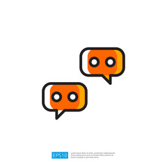 Poster - Communication Icon Featuring Two Colorful Speech Bubbles For Digital Dialogue And Social Interaction In Modern Design