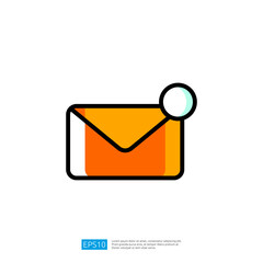 Poster - Orange Envelope Icon with Notification Bubble Indicating New Email Message for Digital Communication