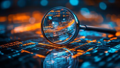 Poster - Data investigation magnifying glass research analyzing business data concept digital insights