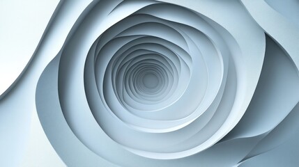 Aufkleber - Abstract 3D rendering of swirling, concentric light blue circles creating a hypnotic vortex or tunnel effect.