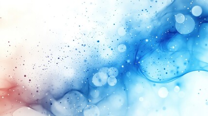 Aufkleber - Abstract background with blue, red, and white swirls, bokeh lights, and particles.