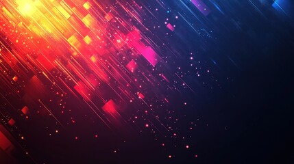 Aufkleber - Abstract background with diagonal glowing lines in red, orange, and blue hues.