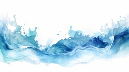Poster - A serene watercolor depiction of flowing blue waves, capturing the essence of water's fluidity and tranquility in a minimalist style.