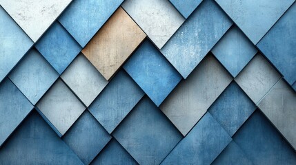 Poster - Abstract blue and beige textured square pattern background.