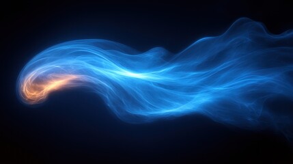Poster - Abstract blue and orange energy flow, wave, swirl, motion, light streaks on black background.