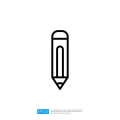 Poster - Minimalist Icon of a Black Outline Pencil for Writing and Drawing on a White Background with Clean Design Elements