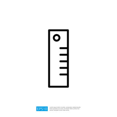 Poster - Minimalist Icon of a Ruler Icon Displaying Measurement with Straight Lines in Black and White Design and Education Context