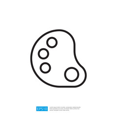 Poster - Simple Outline Icon of an Artist Palette with Color Dots Representing Creativity and Art Tools in a Minimalist Design