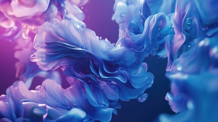 Aufkleber - Abstract blue and purple swirling fluid forms.