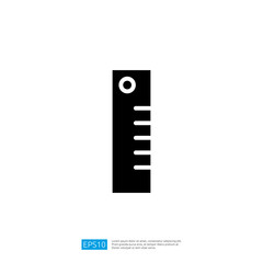 Poster - Iconic Black And White Ruler Measurement Tool Symbol In A Minimalist Design For Education And Geometry Applications