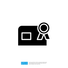 Poster - Icon of an Award Badge with Ribbon Symbolizing Recognition and Achievement in Various Fields of Excellence